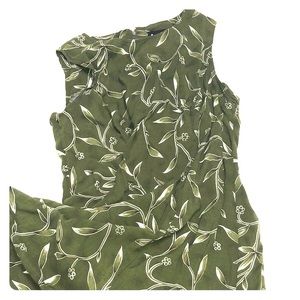 Army green floral knee length dress